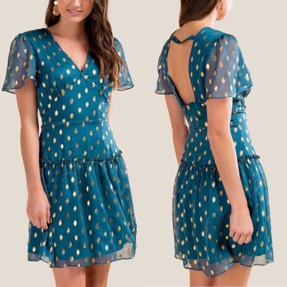 Francesca's Collections Dresses & Skirts - Francesca’s MARIANA SHINE SKATER DRESS - Pine